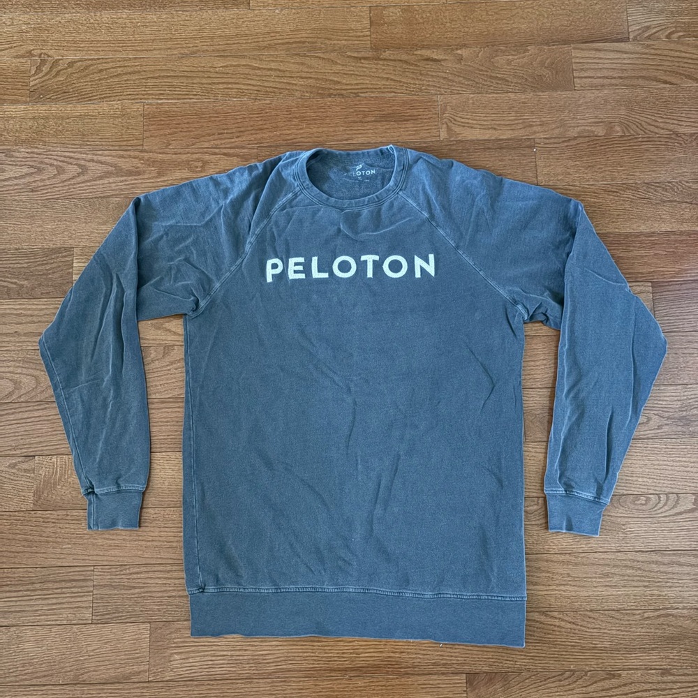 Peloton Gray Crewneck Sweater with Ribbed Cuffs, Size XL